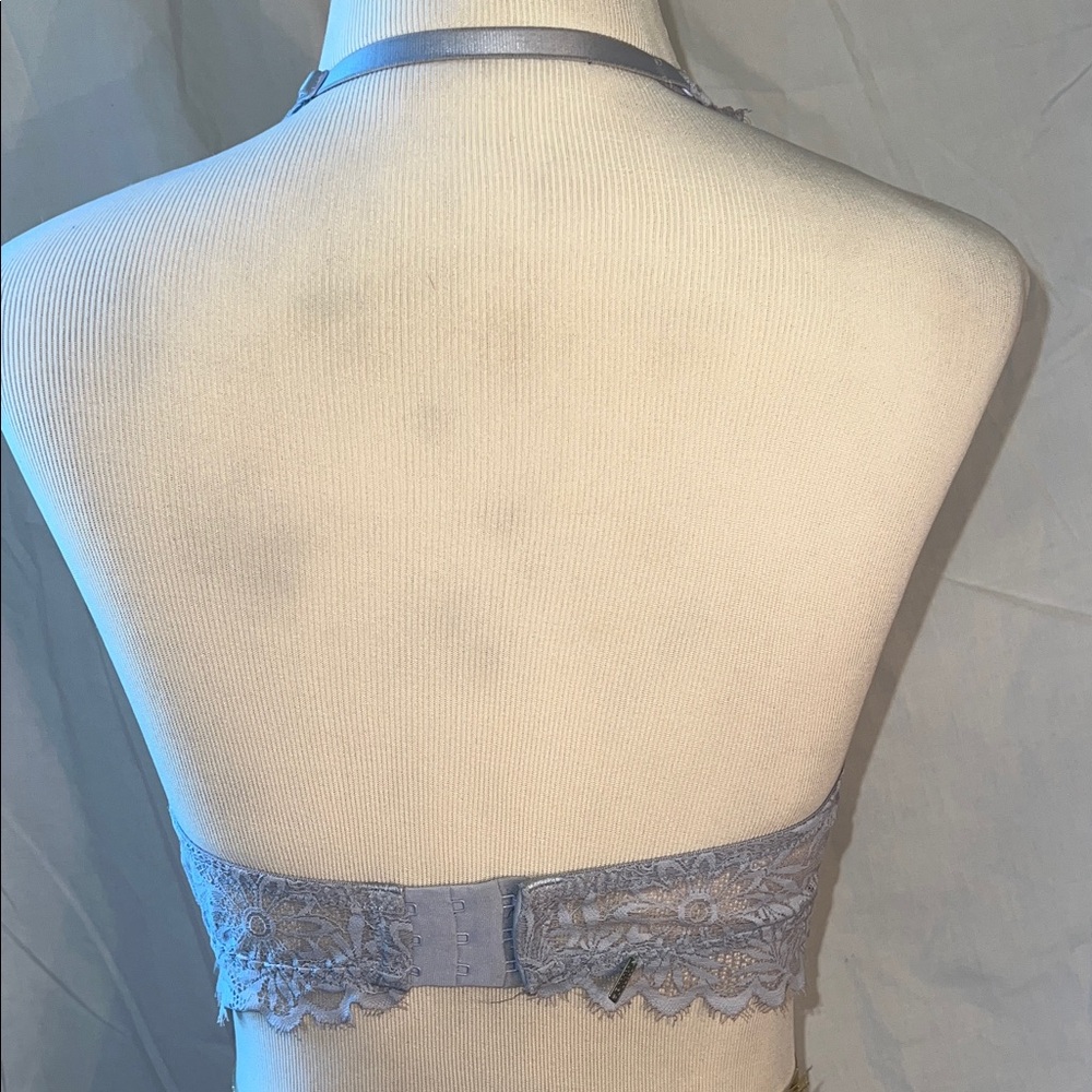 PINK Victoria's Secret Light Grey Lace Wired Halter Bralette - Picture 5 of 15